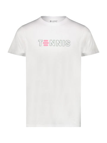 LERZ T-SHIRT "TENNIS" BIANCA - LOGO ROSA E VERDE