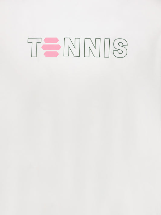 LERZ WHITE "TENNIS" T-SHIRT - PINK AND GREEN LOGO 
