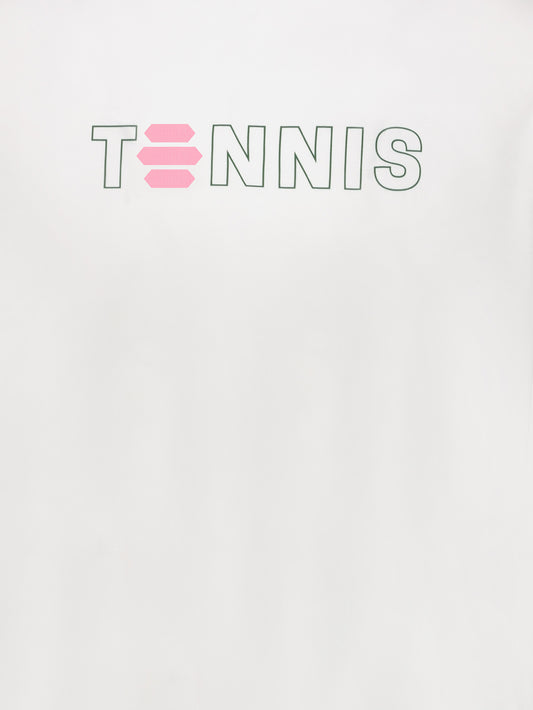 LERZ T-SHIRT "TENNIS" BIANCA - LOGO ROSA E VERDE